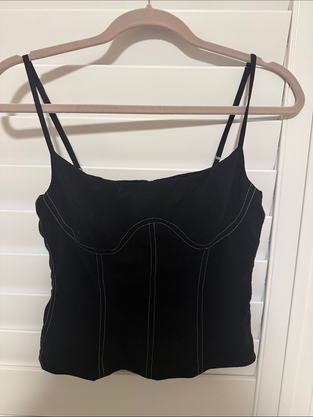 Reformation Black Spaghetti-Strap Corset Camisole